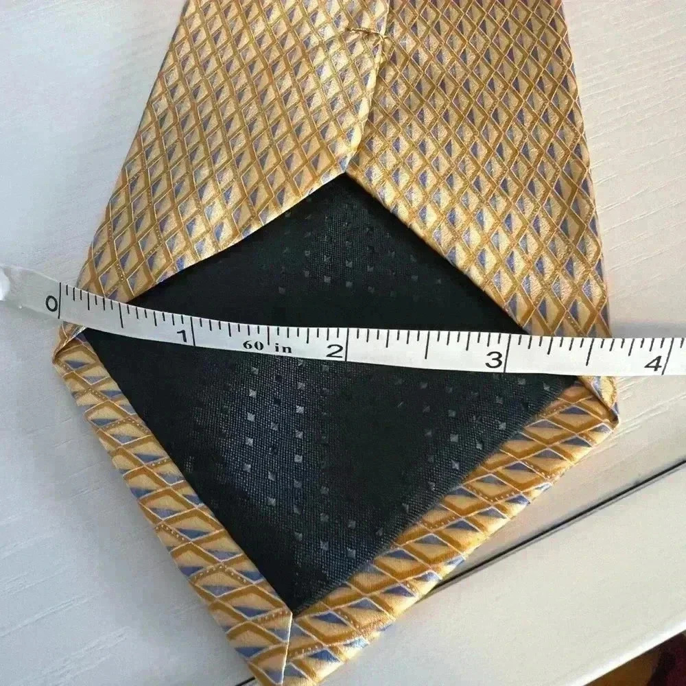 Umberto Bossi Silk Tie Yellow Gold Blue - Picture 4 of 5